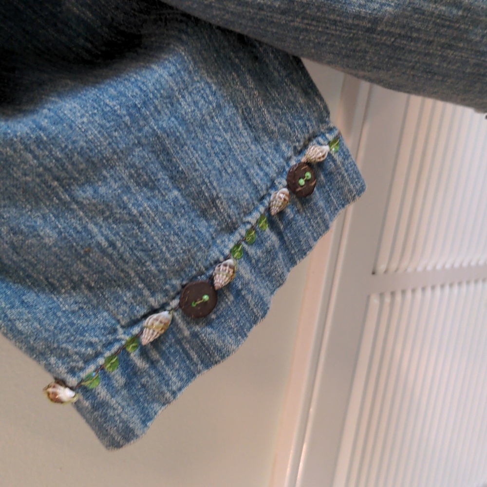 Euc Multiples Size M Denim Jacket Shell Button Tr… - image 5